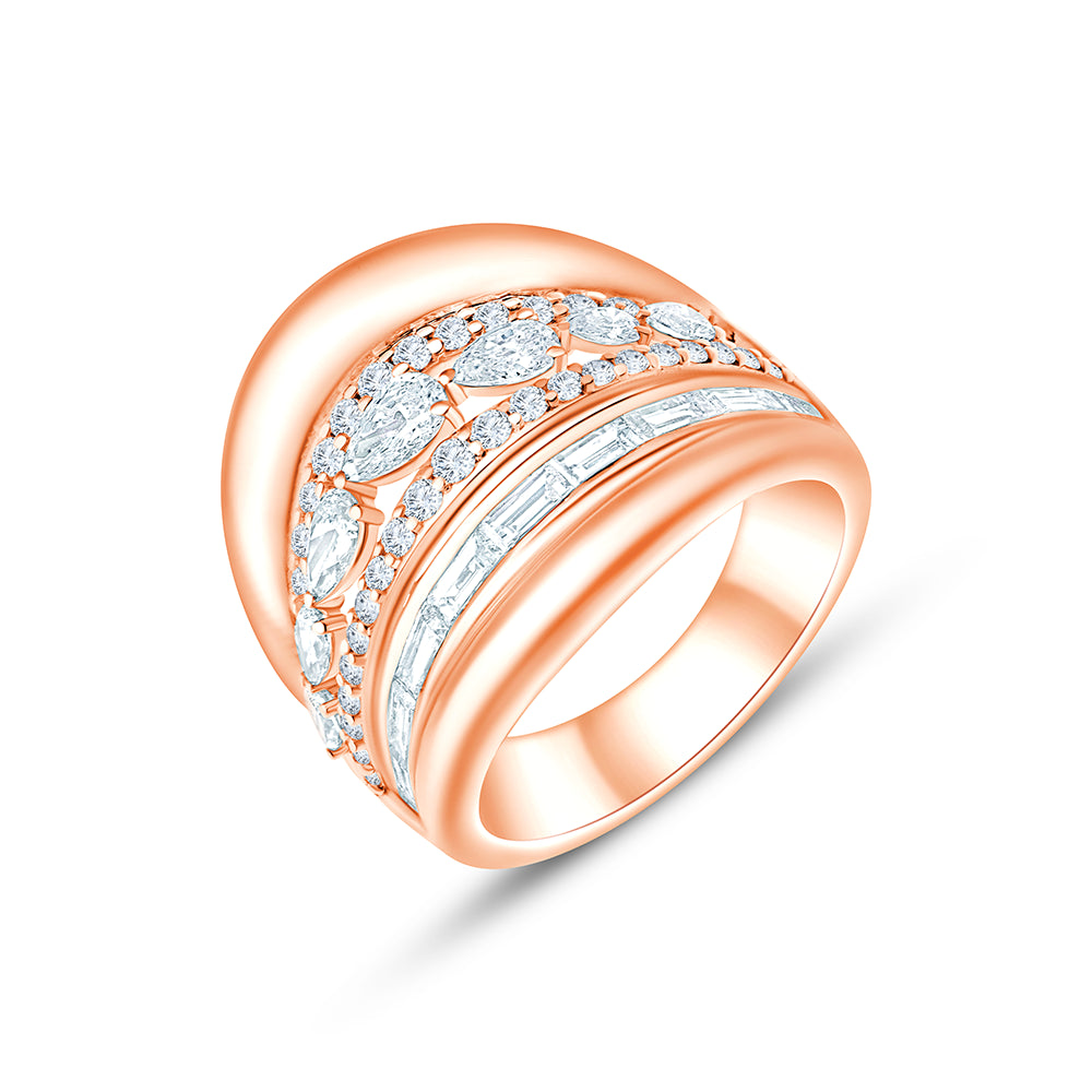 Mixed Cut Multi Row Statement Ring