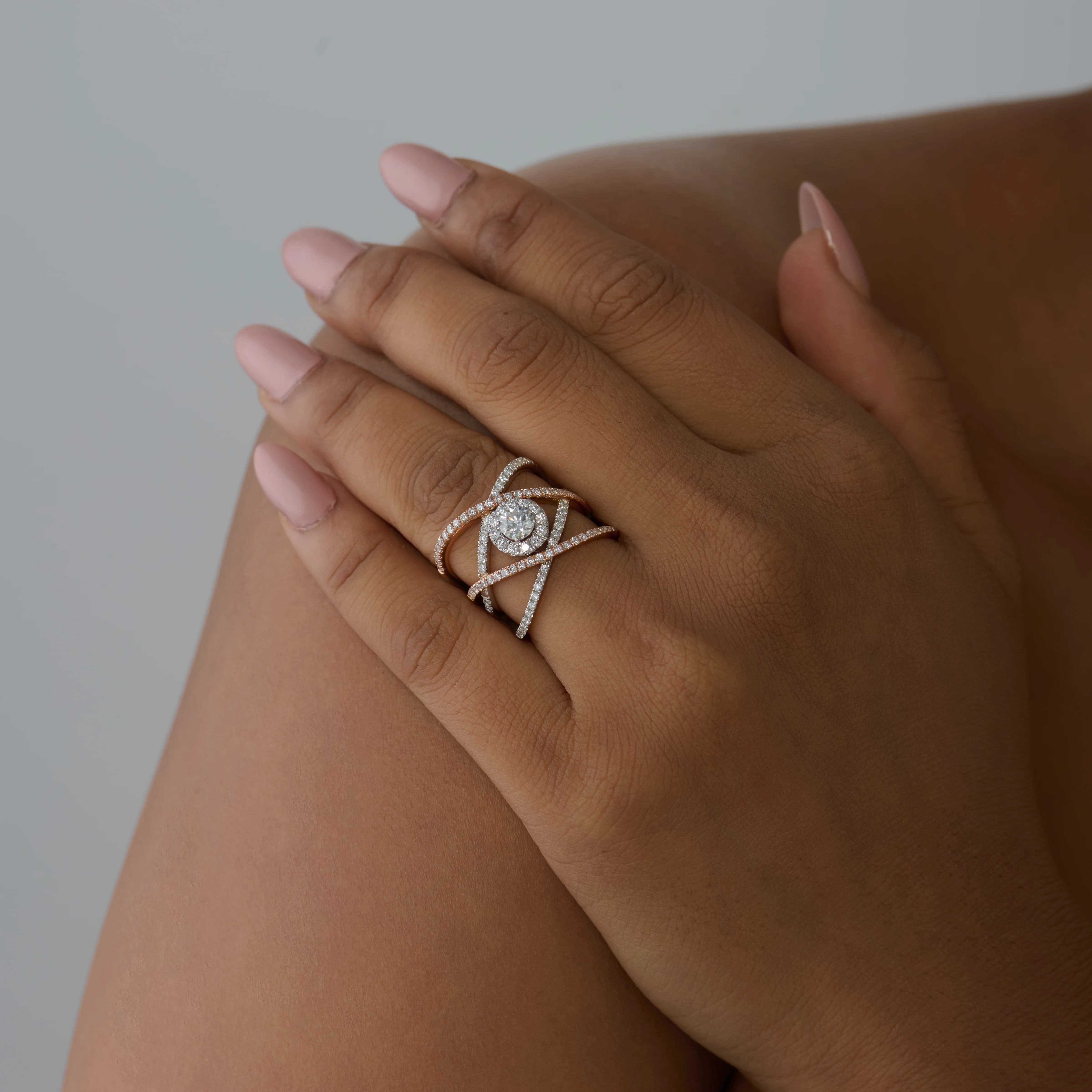 Brilliant Cut Dual Tone Orbit Halo Ring
