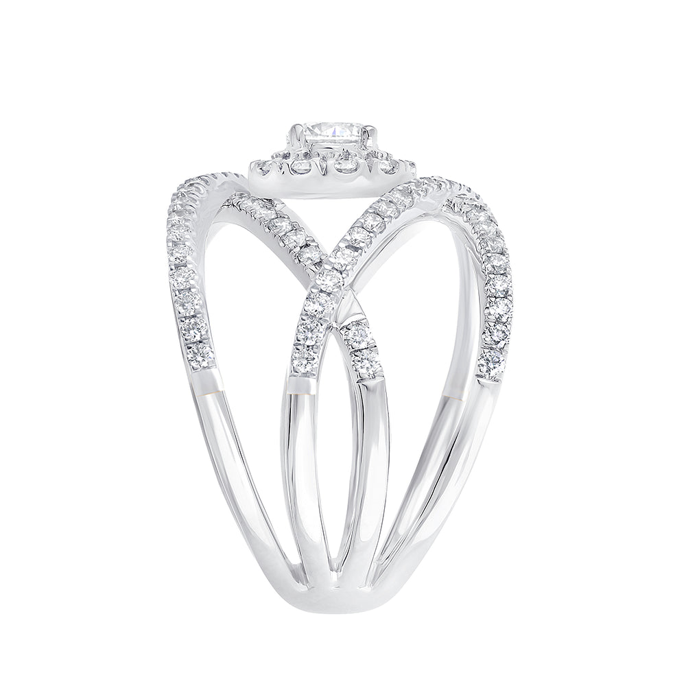 Brilliant Cut Dual Tone Orbit Halo Ring