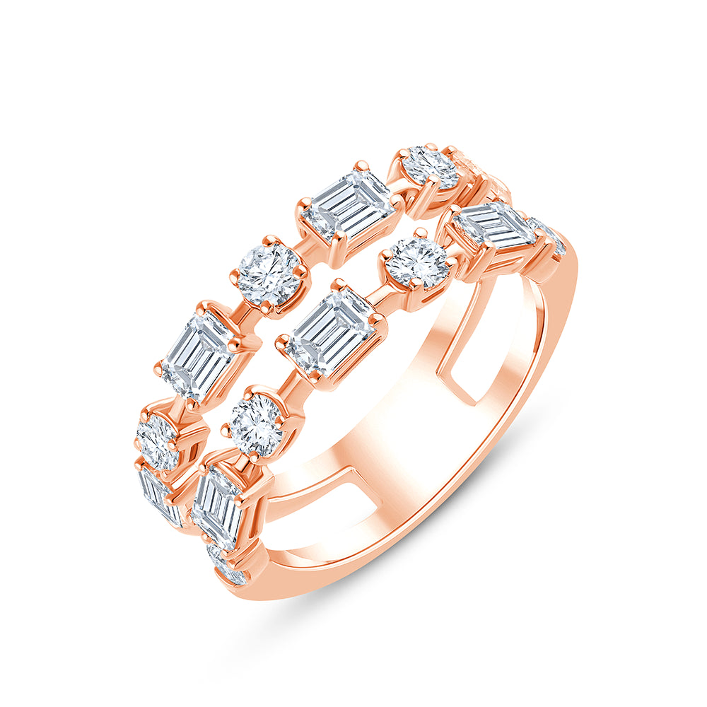 Mixed Cut Dual Row Half Eternity Band