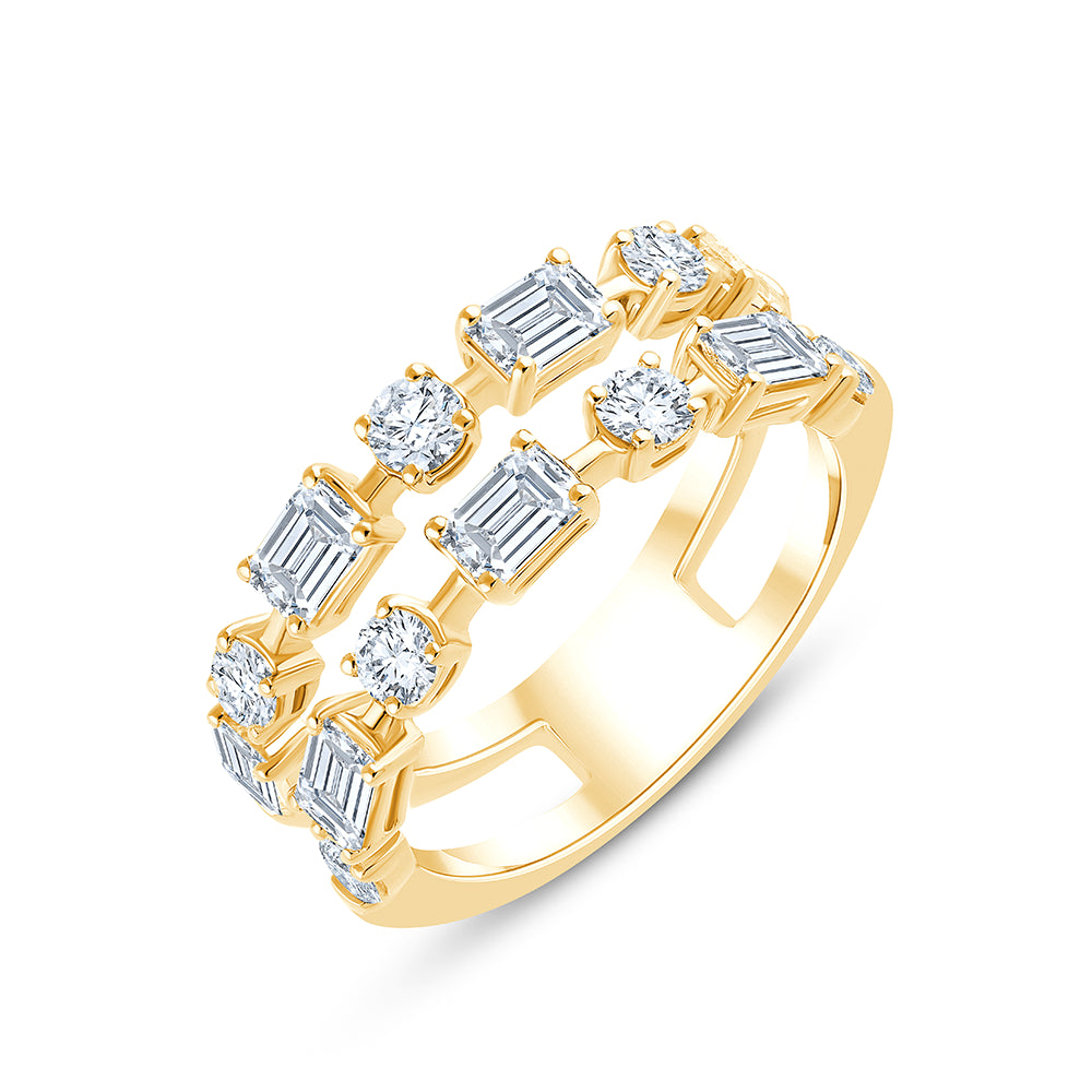 Mixed Cut Dual Row Half Eternity Band