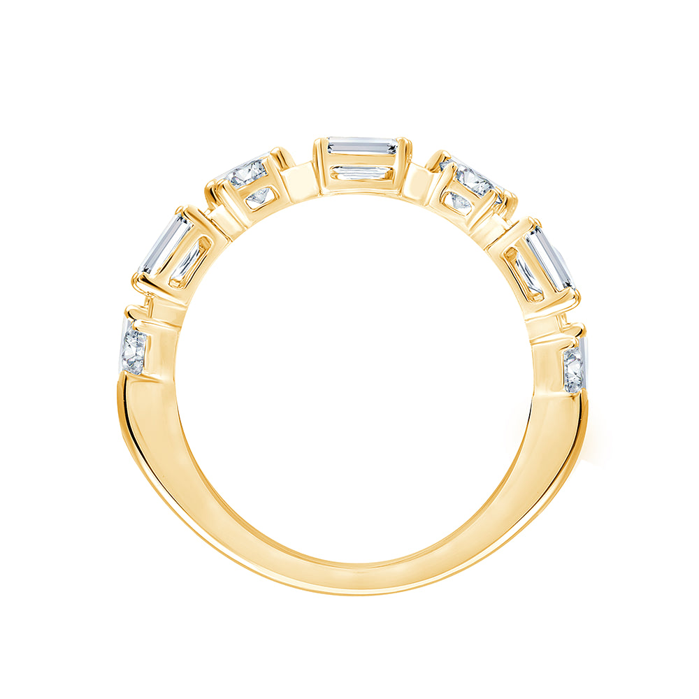 Mixed Cut Dual Row Half Eternity Band