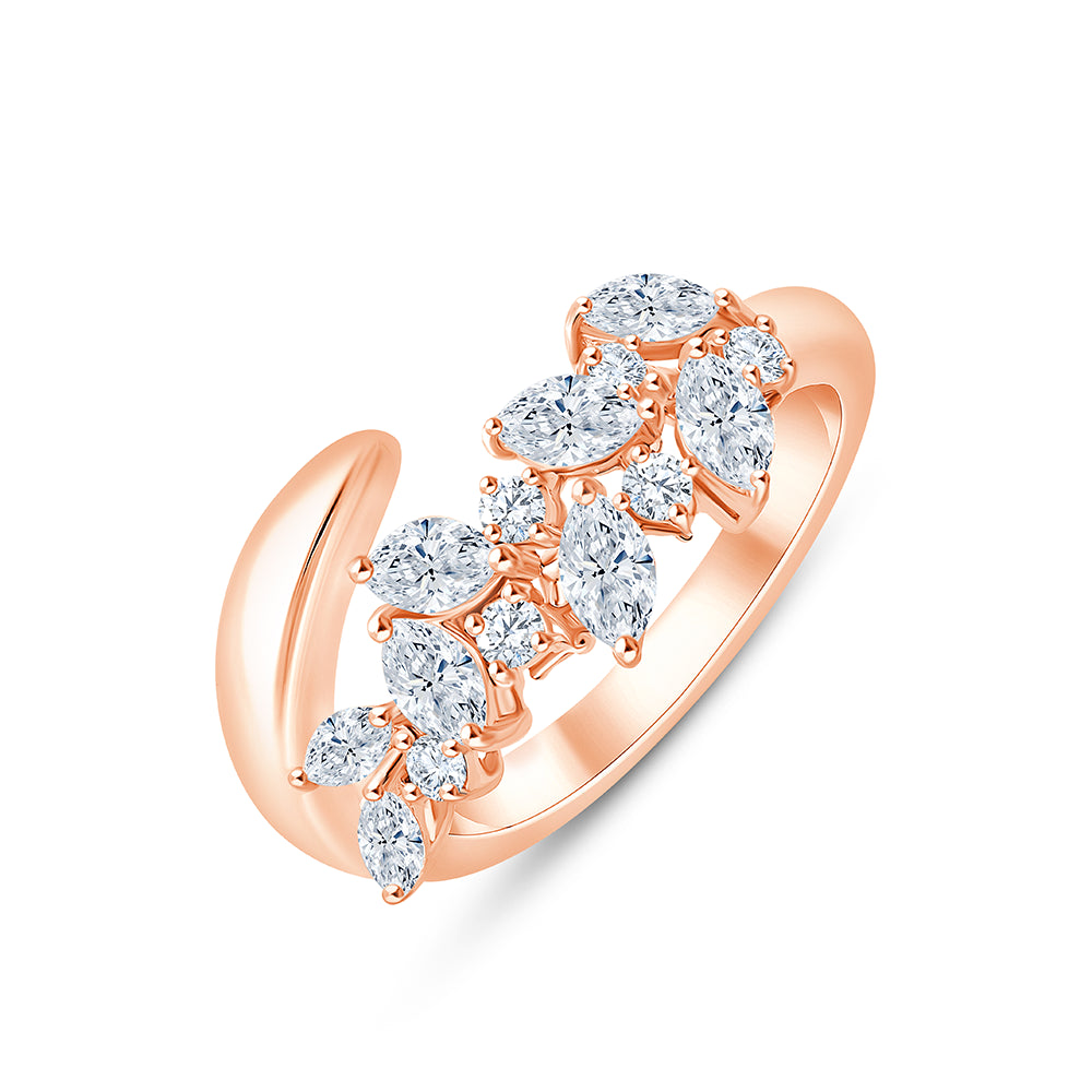 Marquise & Brilliant Cut Scattered Open Ring