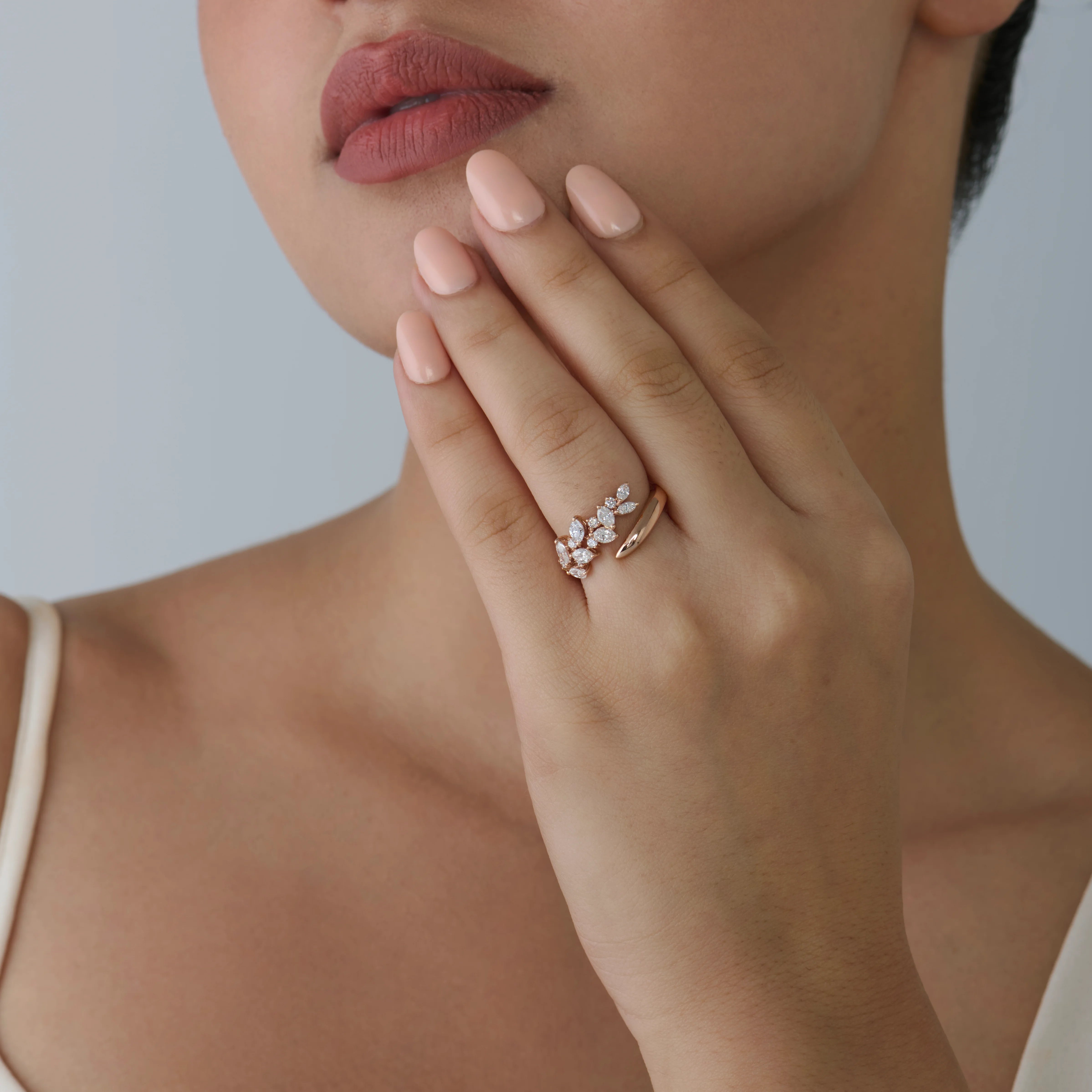 Marquise Brilliant Cut Scattered Open Ring