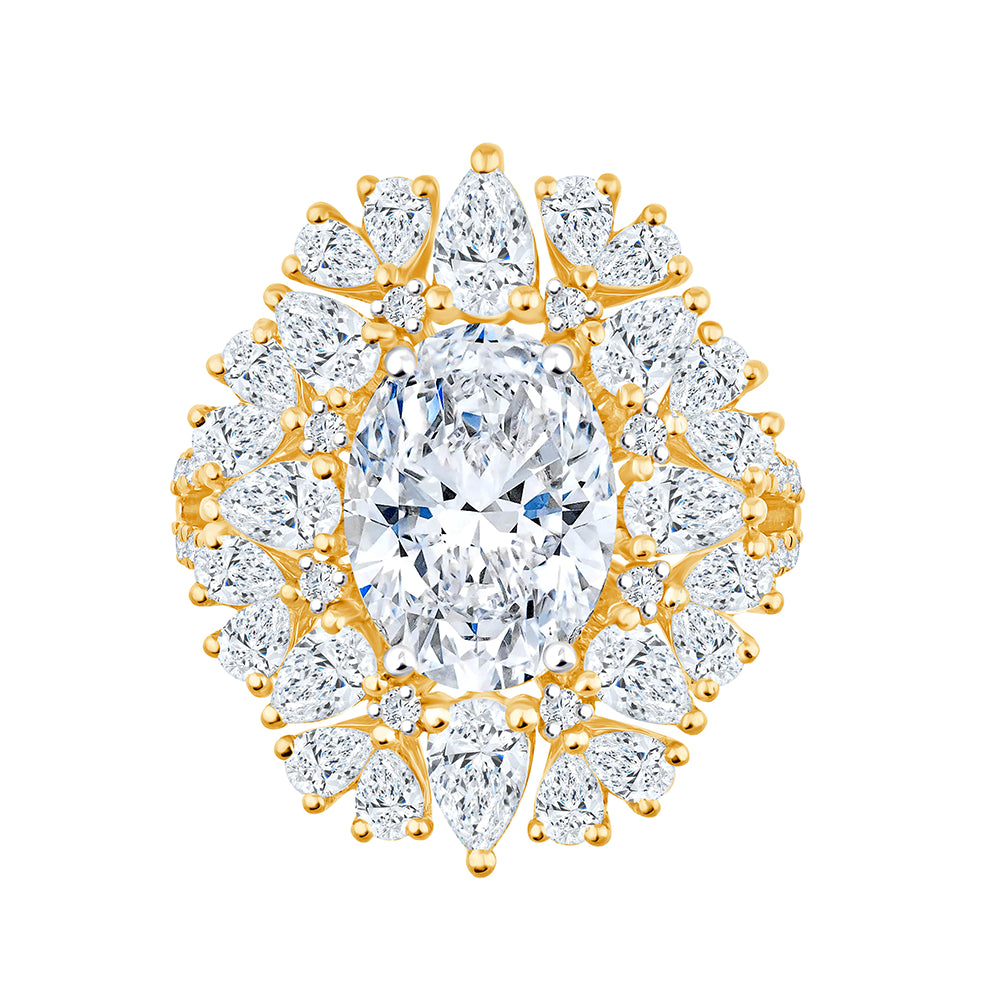 Oval Cut Floral Split Shank Engagement Ring