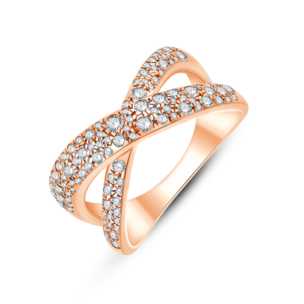 Brilliant Cut Pavé Crossover Ring
