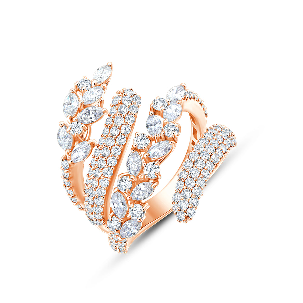 Marquise & Brilliant Cut Multi-Row Crossover Ring