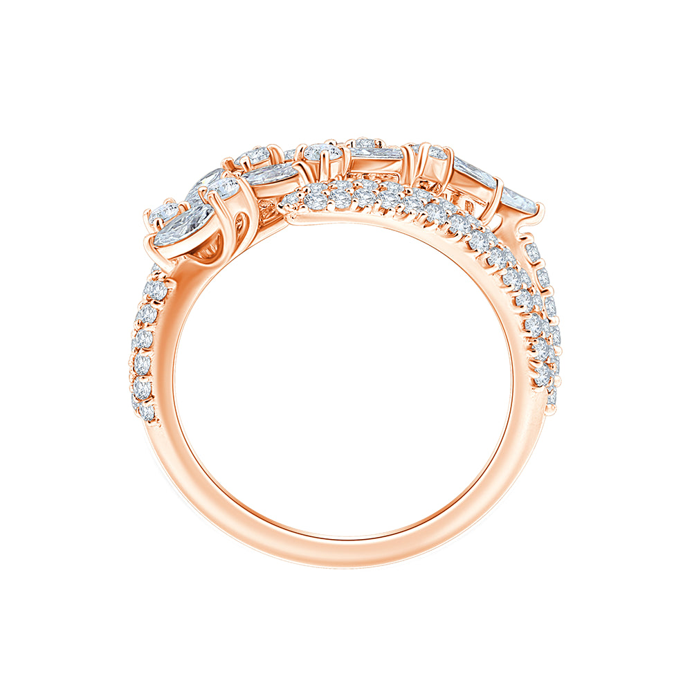 Marquise Brilliant Cut MultiRow Crossover Ring
