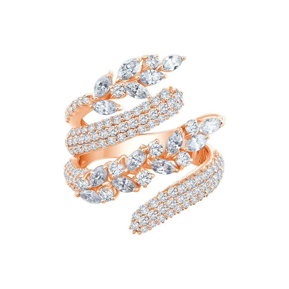 Marquise & Brilliant Cut Multi-Row Crossover Ring
