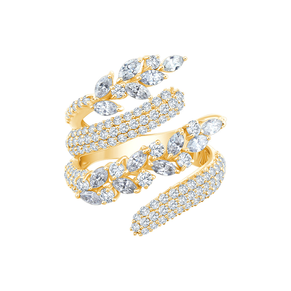 Marquise Brilliant Cut MultiRow Crossover Ring