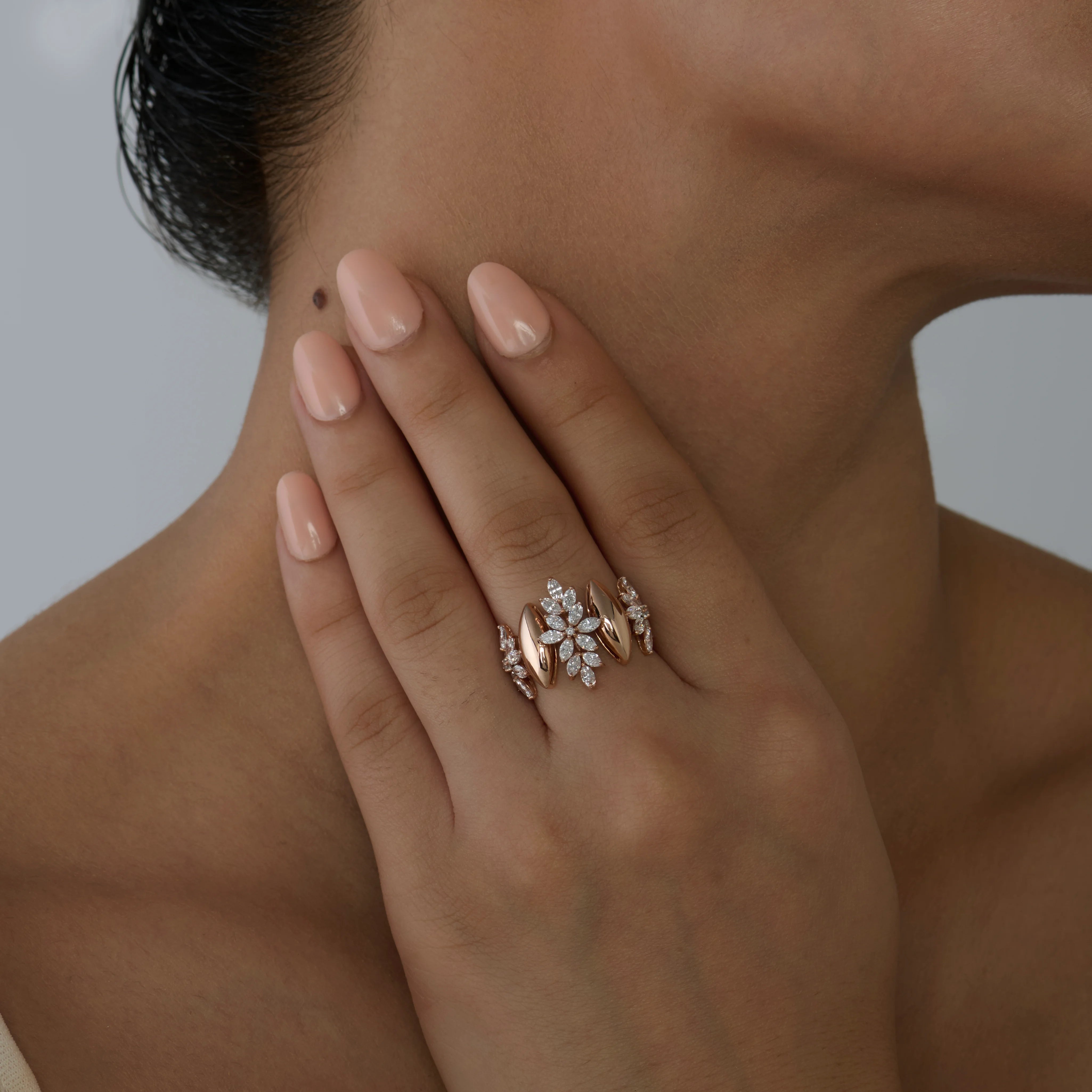 Marquise Cut Floral Cocktail Ring