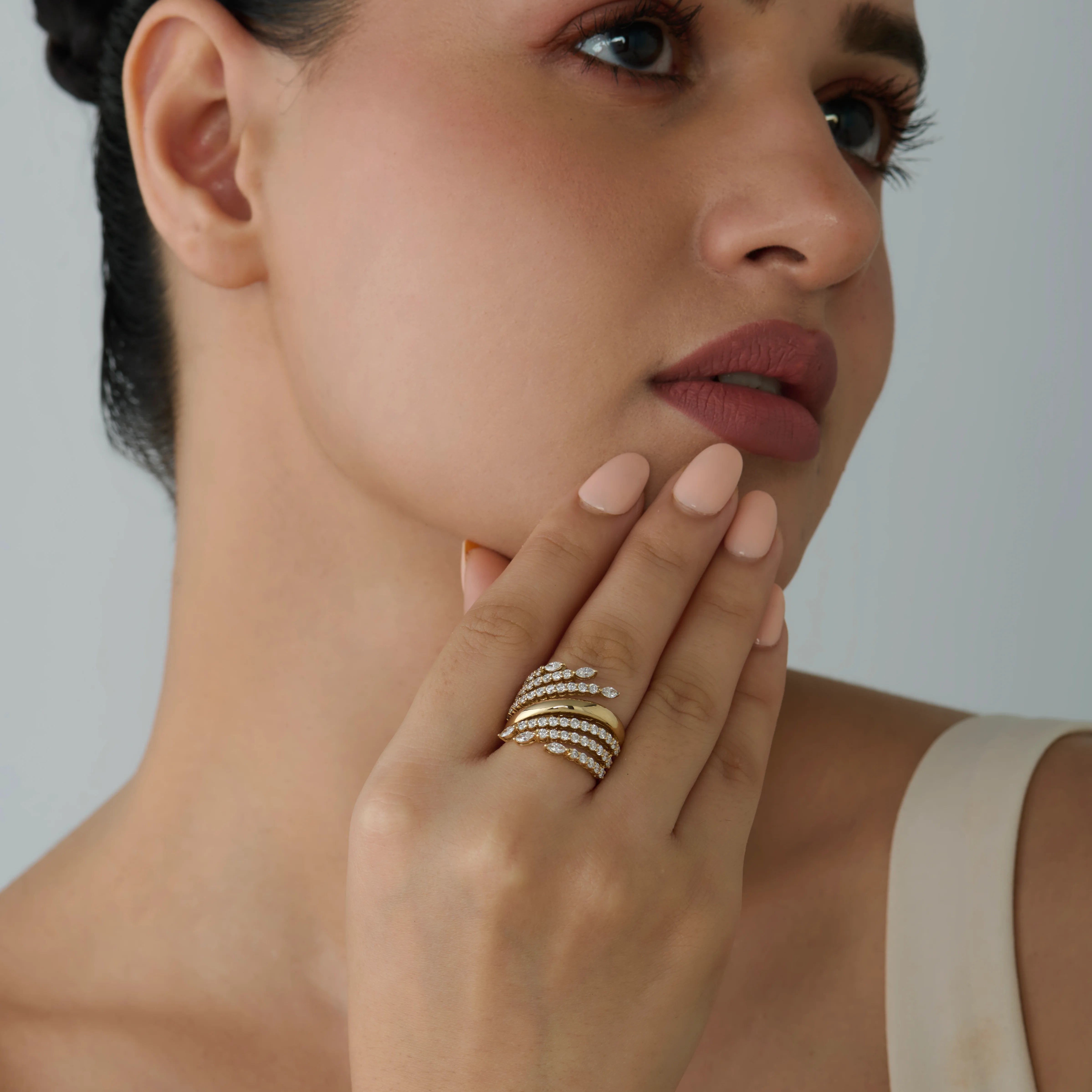 Brilliant Cut Winged Crossover Ring