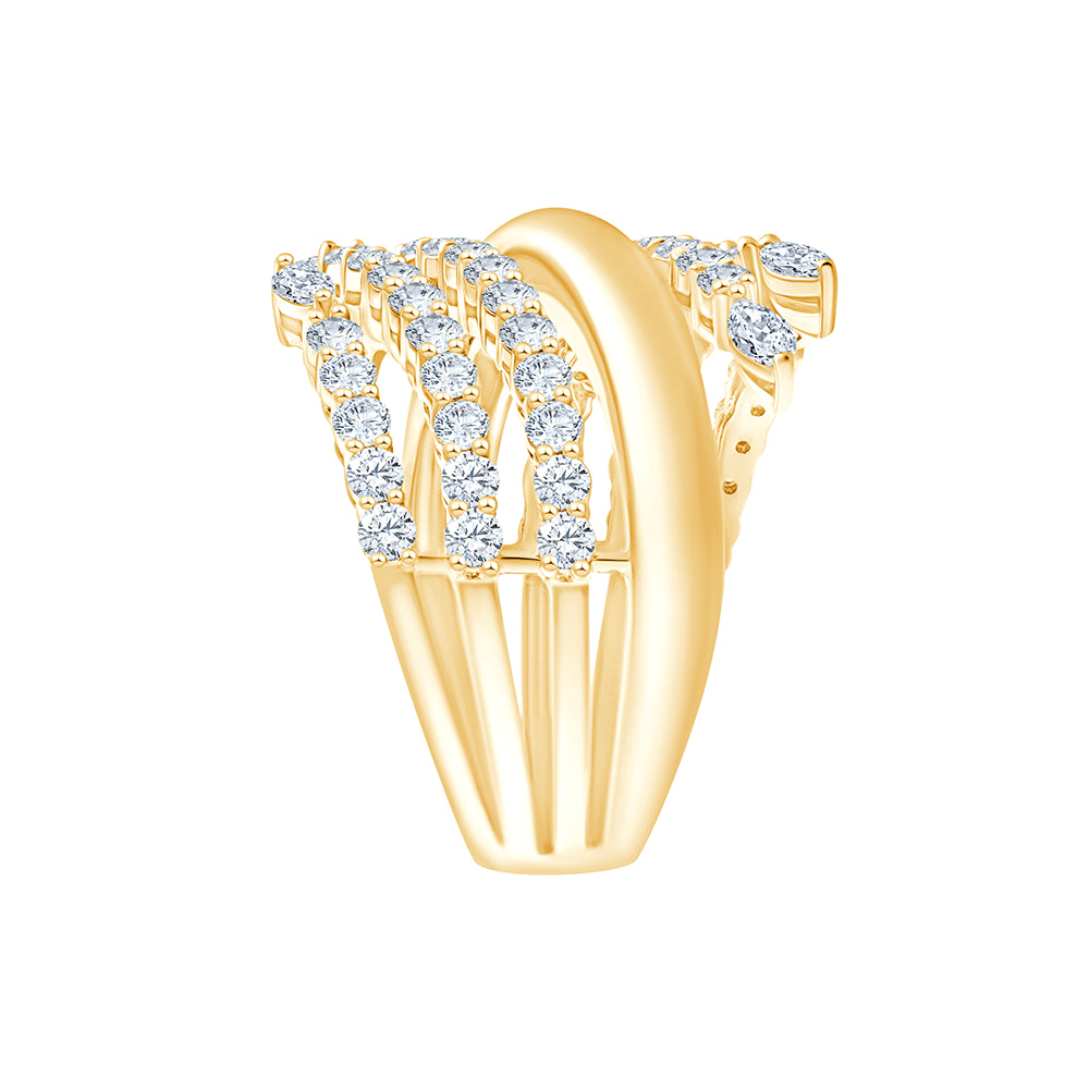 Brilliant Cut Winged Crossover Ring
