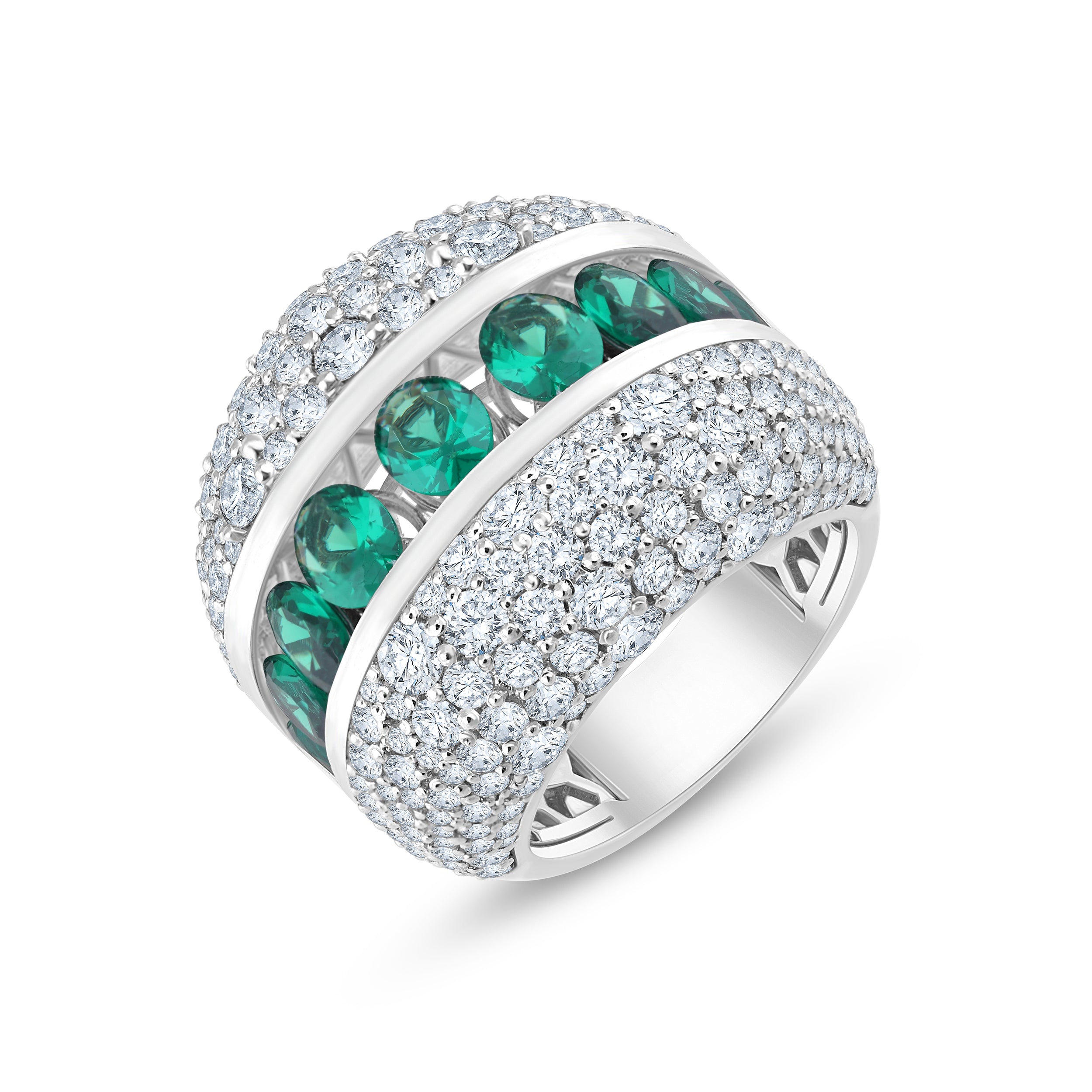 SemiPrecious Emerald Diamond Accent Statement Band