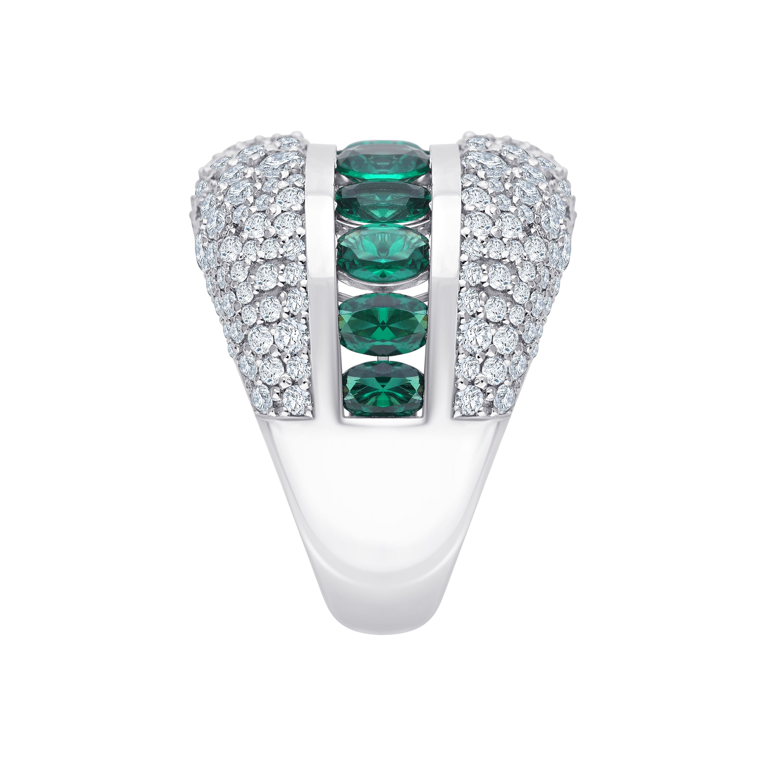 SemiPrecious Emerald Diamond Accent Statement Band