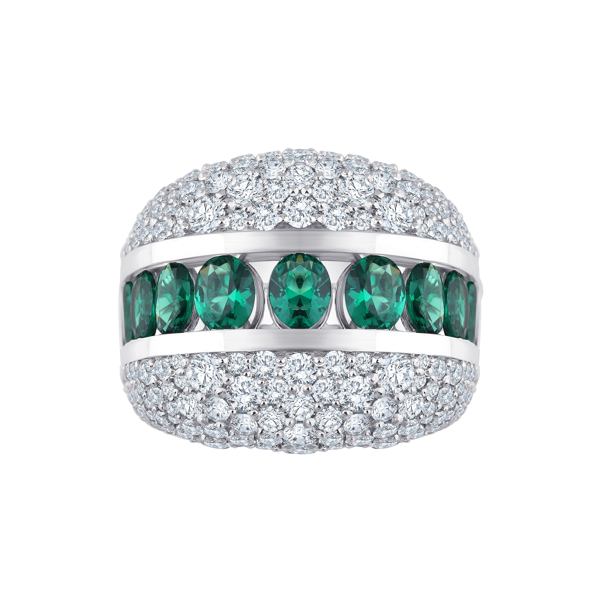 SemiPrecious Emerald Diamond Accent Statement Band