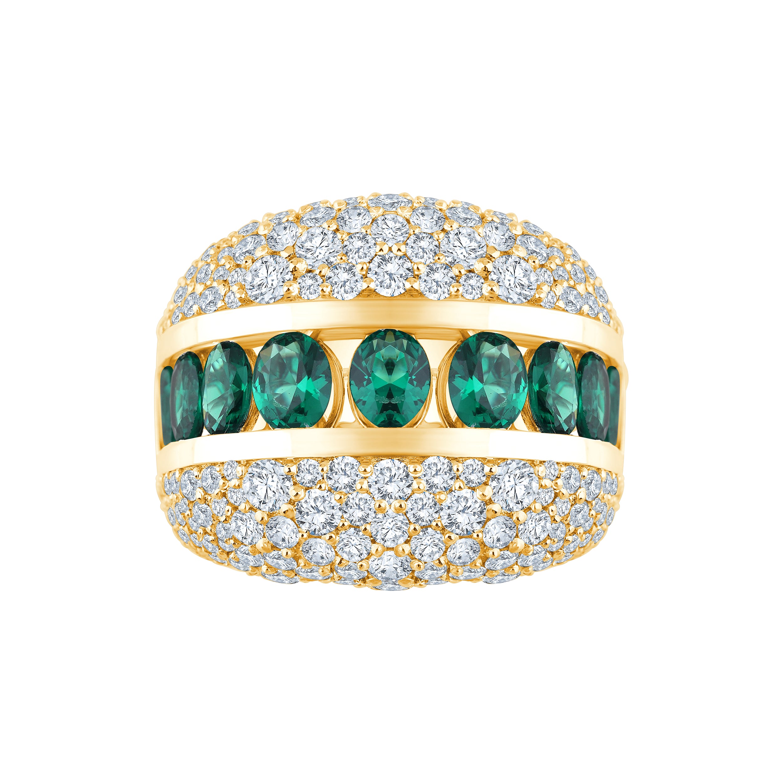 SemiPrecious Emerald Diamond Accent Statement Band