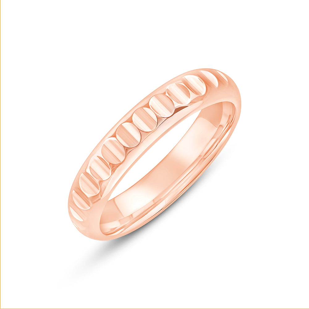 Textured Disc Row Gold Band