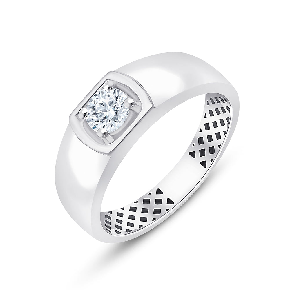 Brilliant Cut Solitaire SquareSet Mens Ring