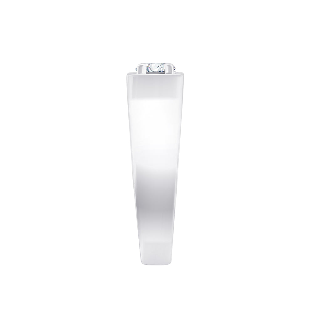 Brilliant Cut Solitaire SquareSet Mens Ring