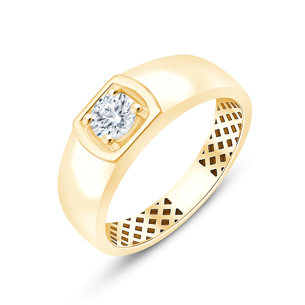 Brilliant Cut Solitaire SquareSet Mens Ring