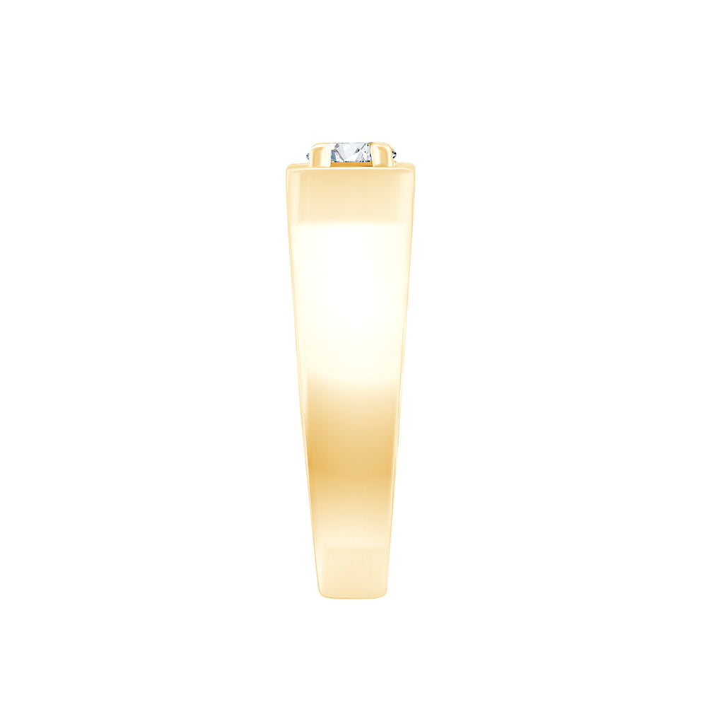 Brilliant Cut Solitaire SquareSet Mens Ring