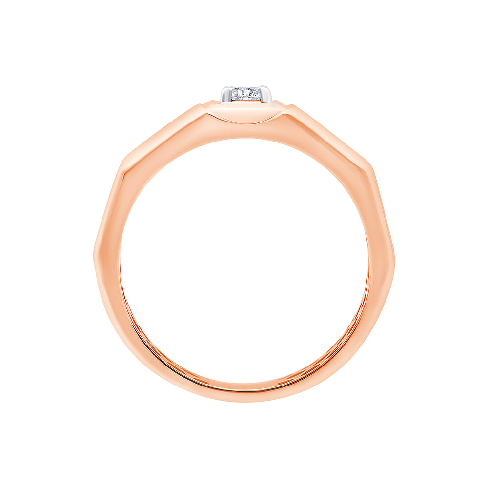 Brilliant Cut Solitaire Faceted Mens Ring