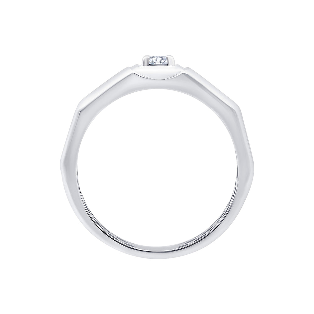 Brilliant Cut Solitaire Faceted Mens Ring