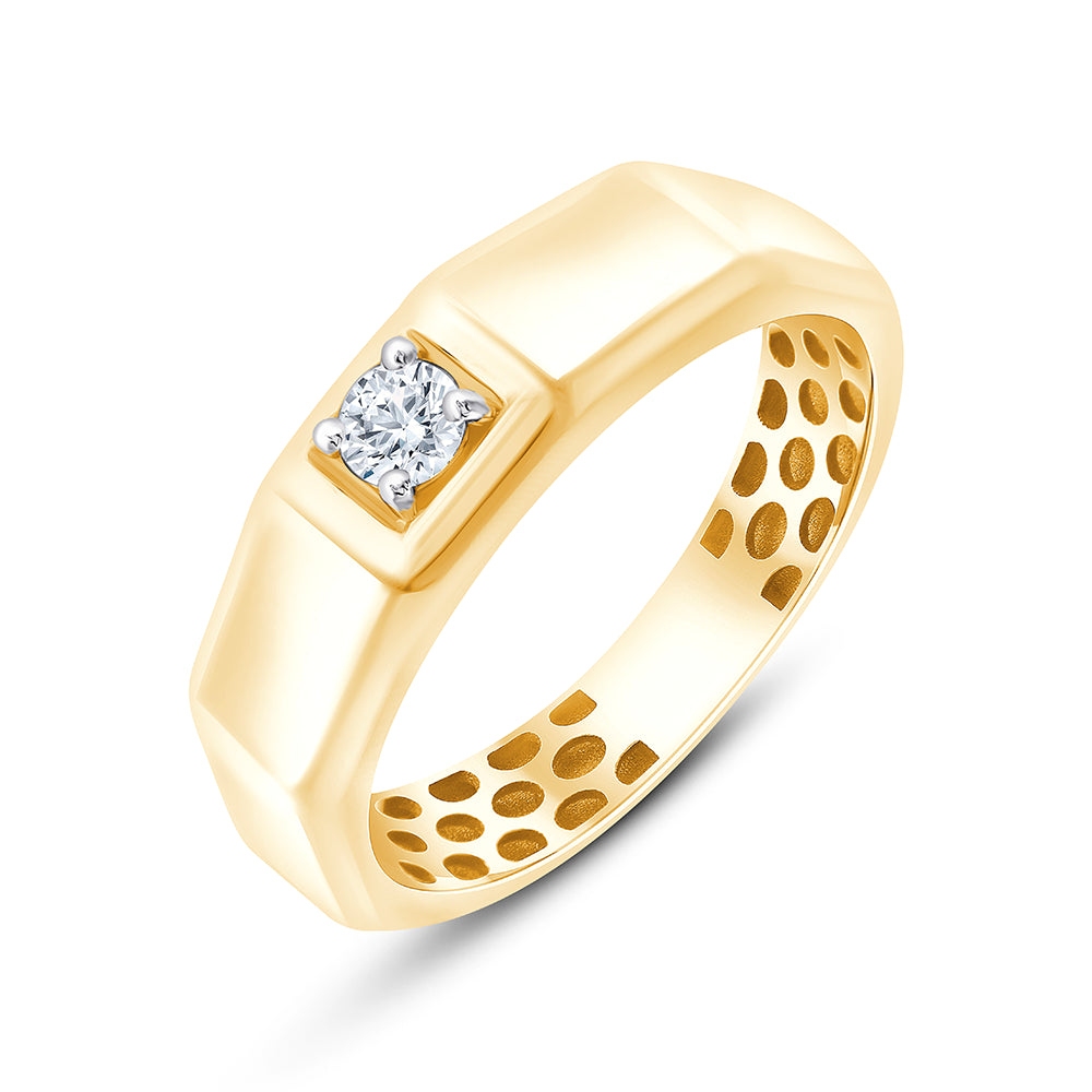 Brilliant Cut Solitaire Faceted Mens Ring
