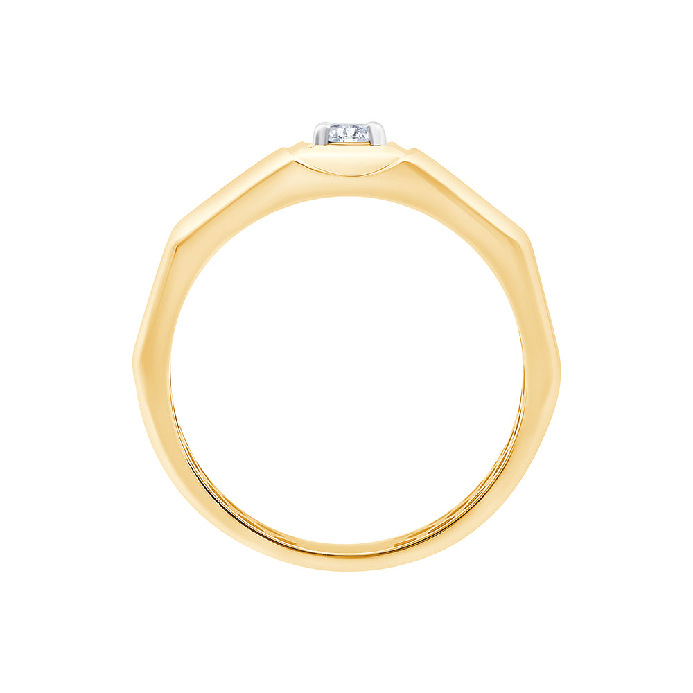 Brilliant Cut Solitaire Faceted Mens Ring
