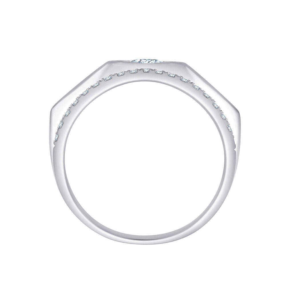 Brilliant Cut Solitaire Diamond Line Mens Ring