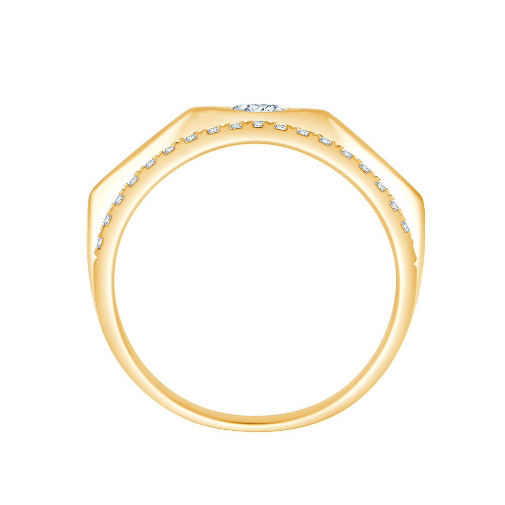 Brilliant Cut Solitaire Diamond Line Mens Ring