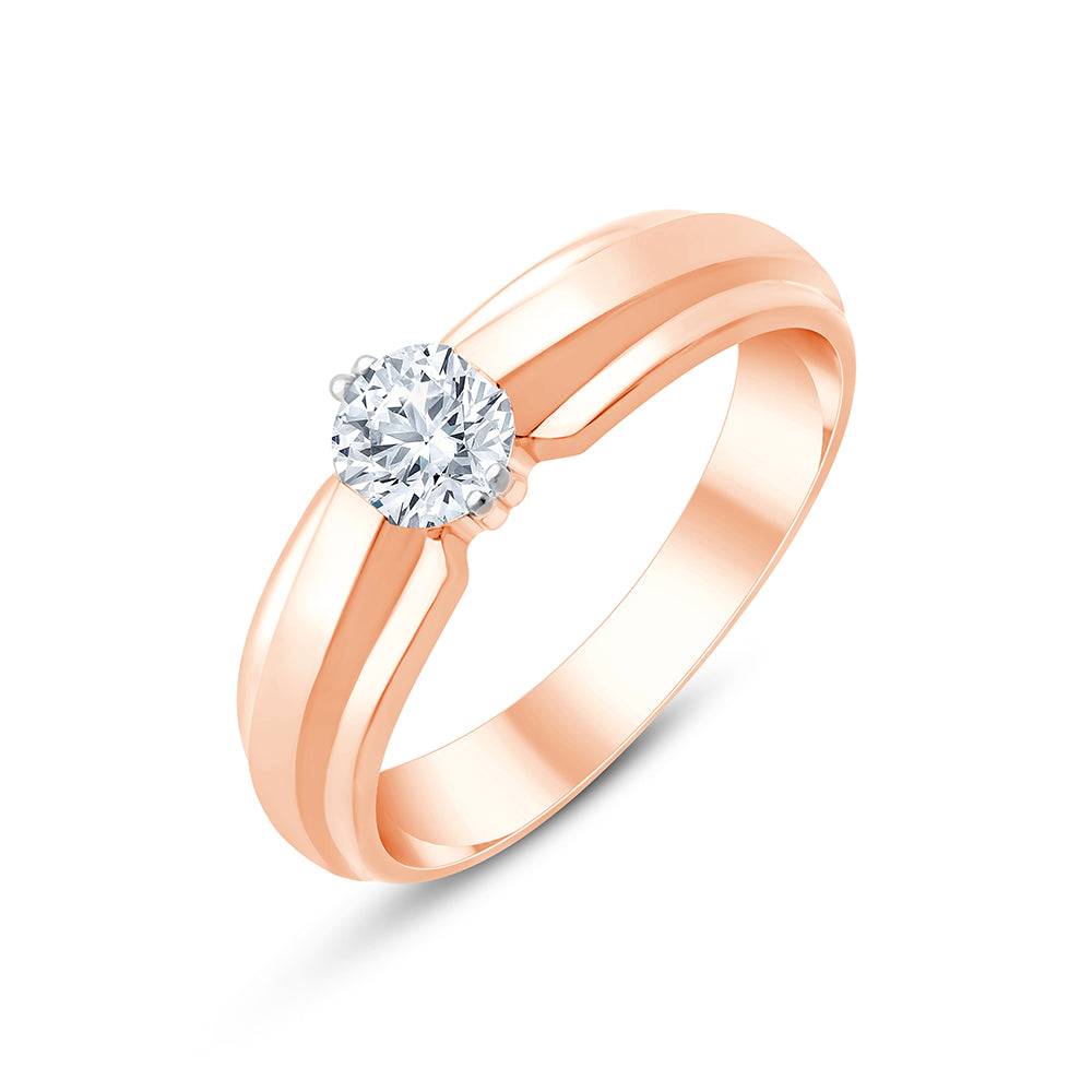 Brilliant Cut Solitaire Stepped Mens Ring