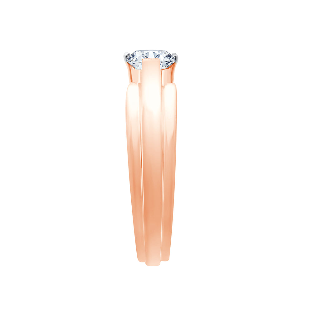 Brilliant Cut Solitaire Stepped Mens Ring