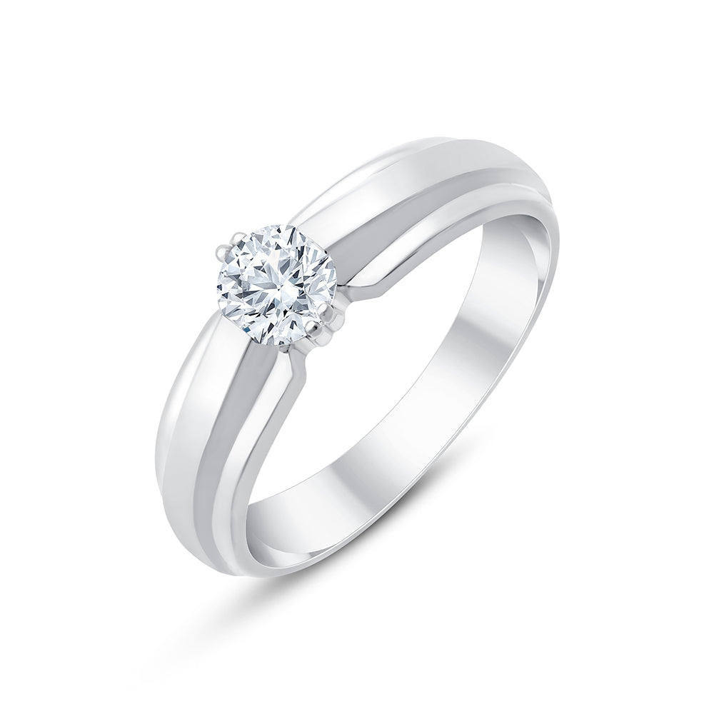 Brilliant Cut Solitaire Stepped Mens Ring