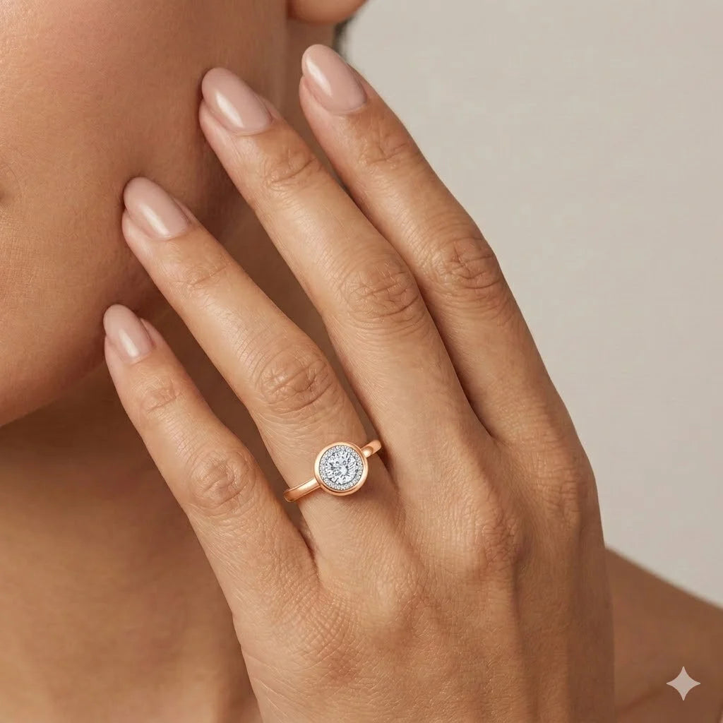 11 Carat Brilliant Cut Halo Solitaire Ring