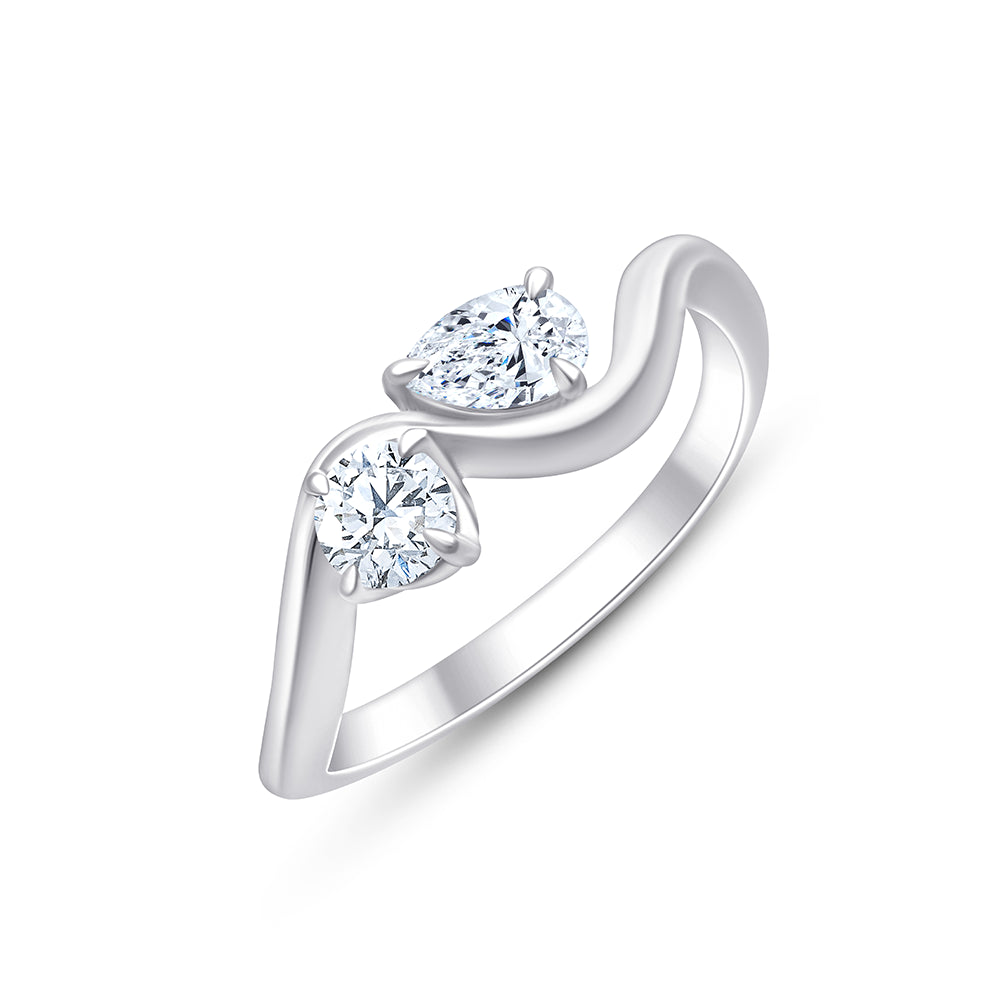Pear Brilliant Cut Wave Ring