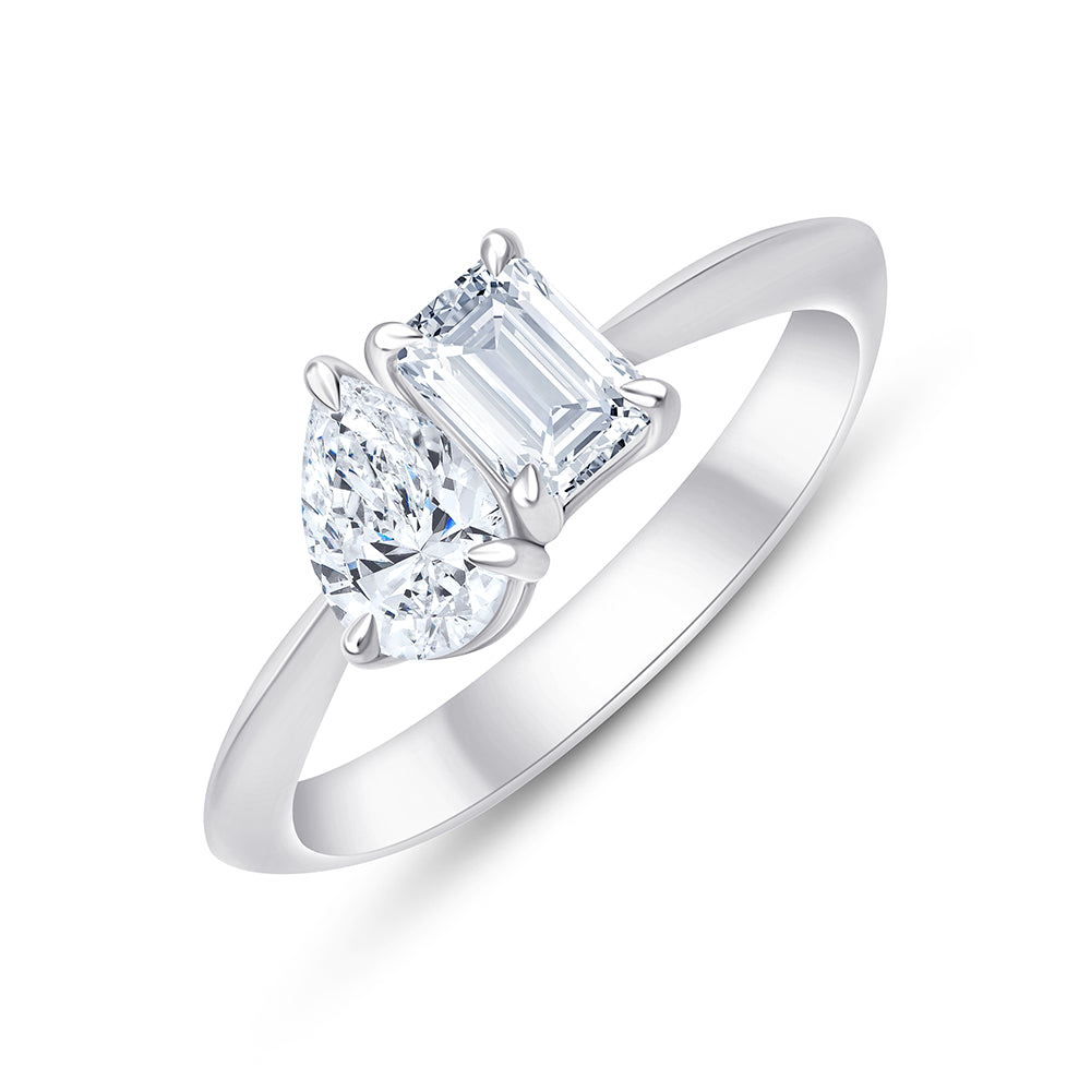 Pear Emerald Cut Toi Et Moi Ring