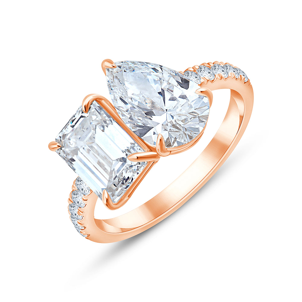 Pear Emerald Cut Toi Et Moi Ring
