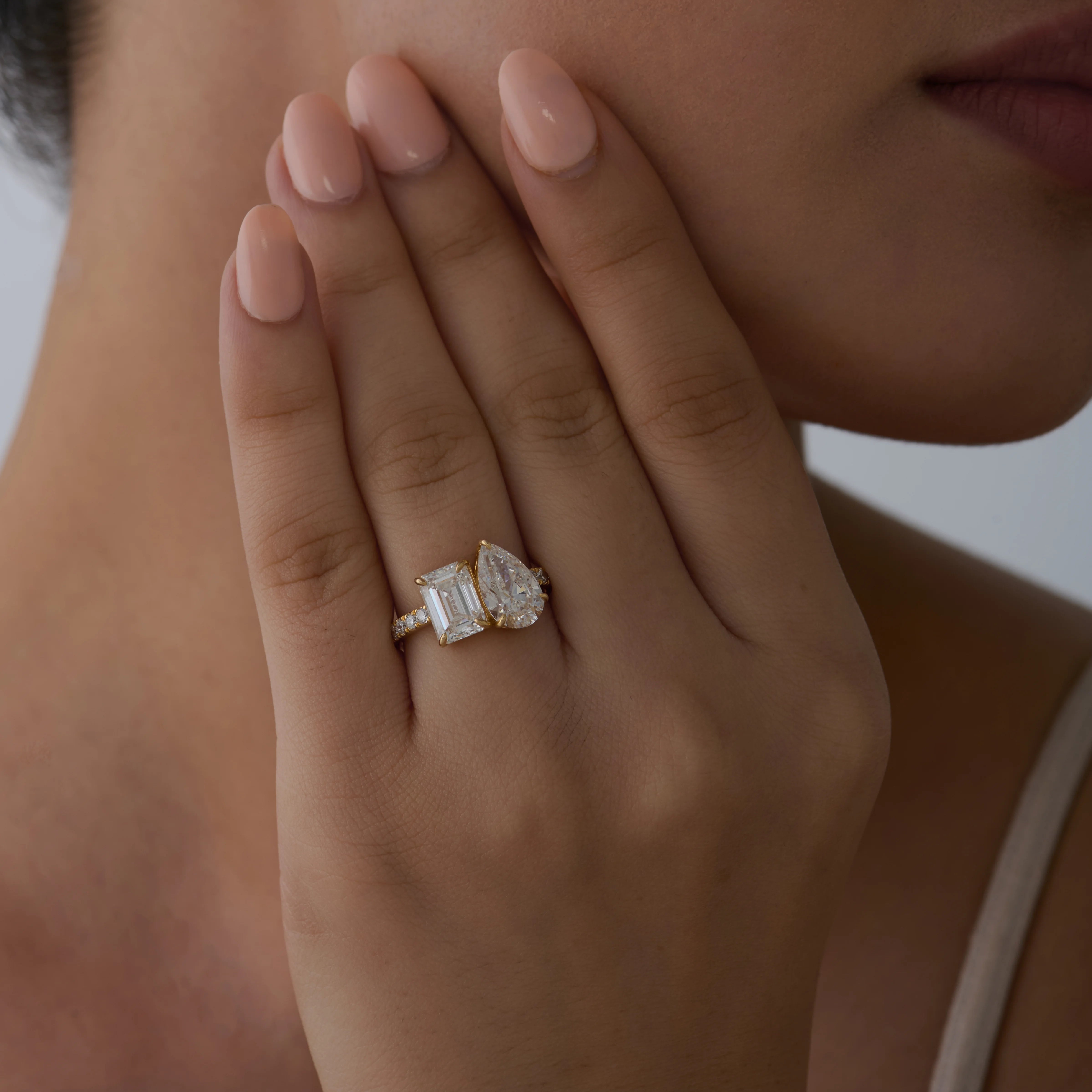 Pear Emerald Cut Toi Et Moi Ring