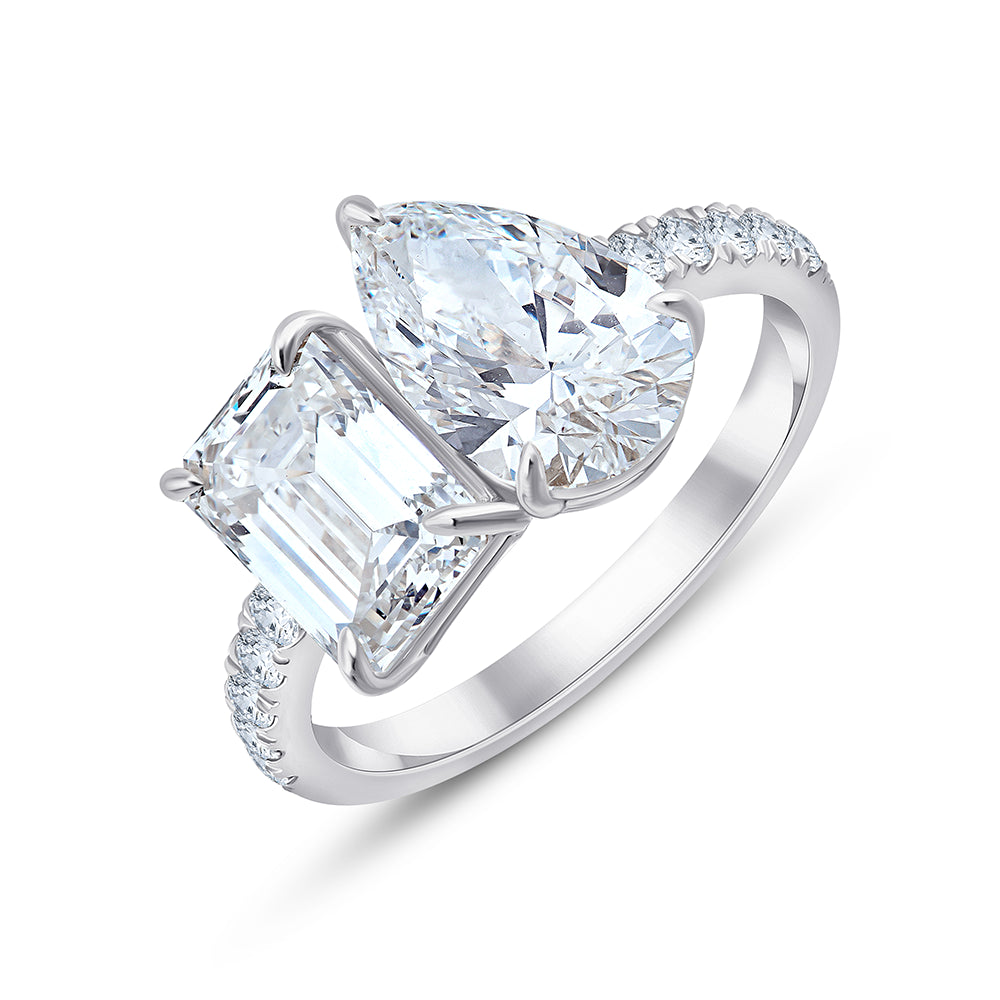 Pear Emerald Cut Toi Et Moi Ring