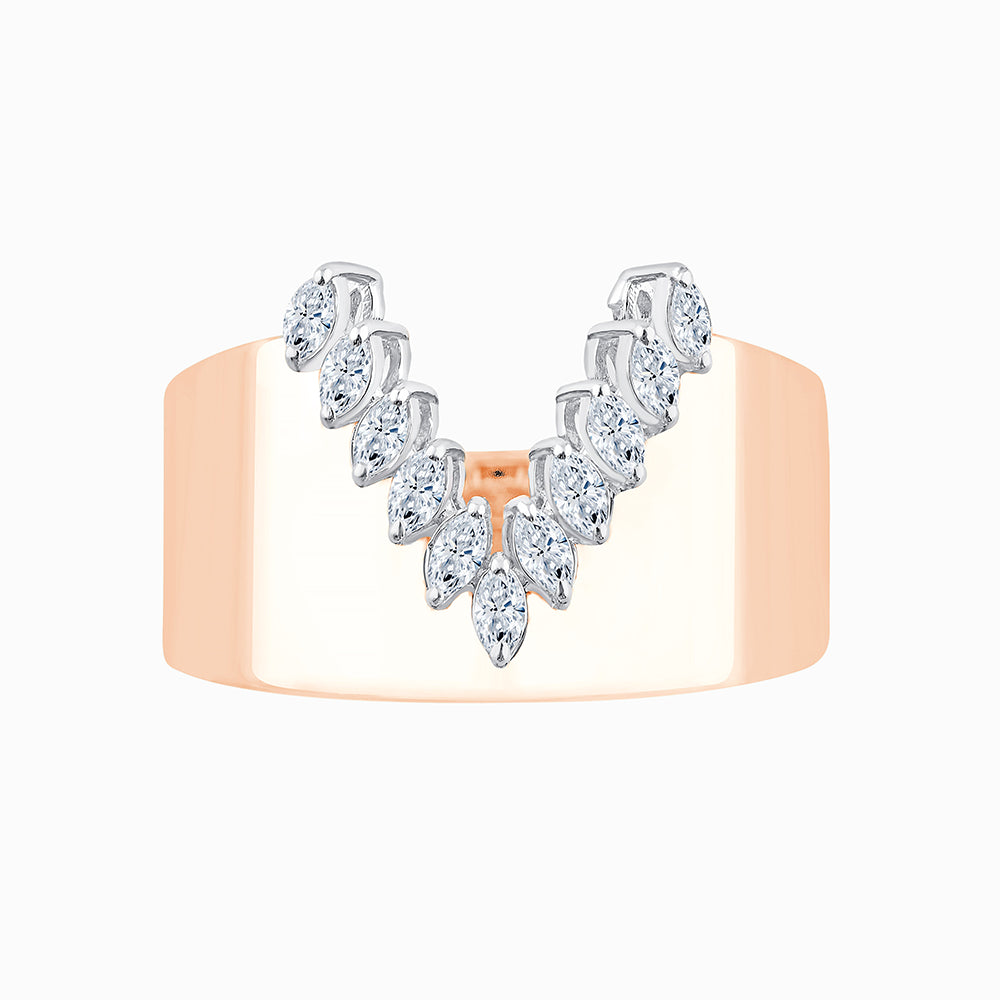V Motif Marquise Ring