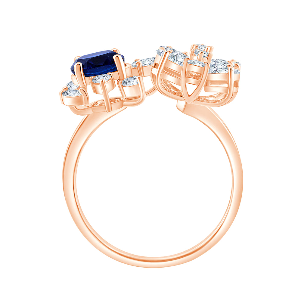 Pear Cut Floral Sapphire Open Ring