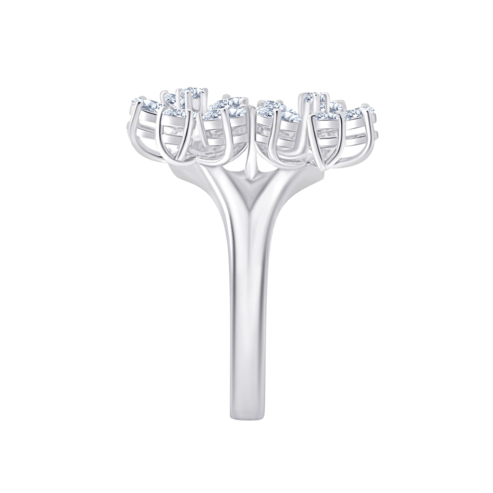 Pear Cut Floral Sapphire Open Ring