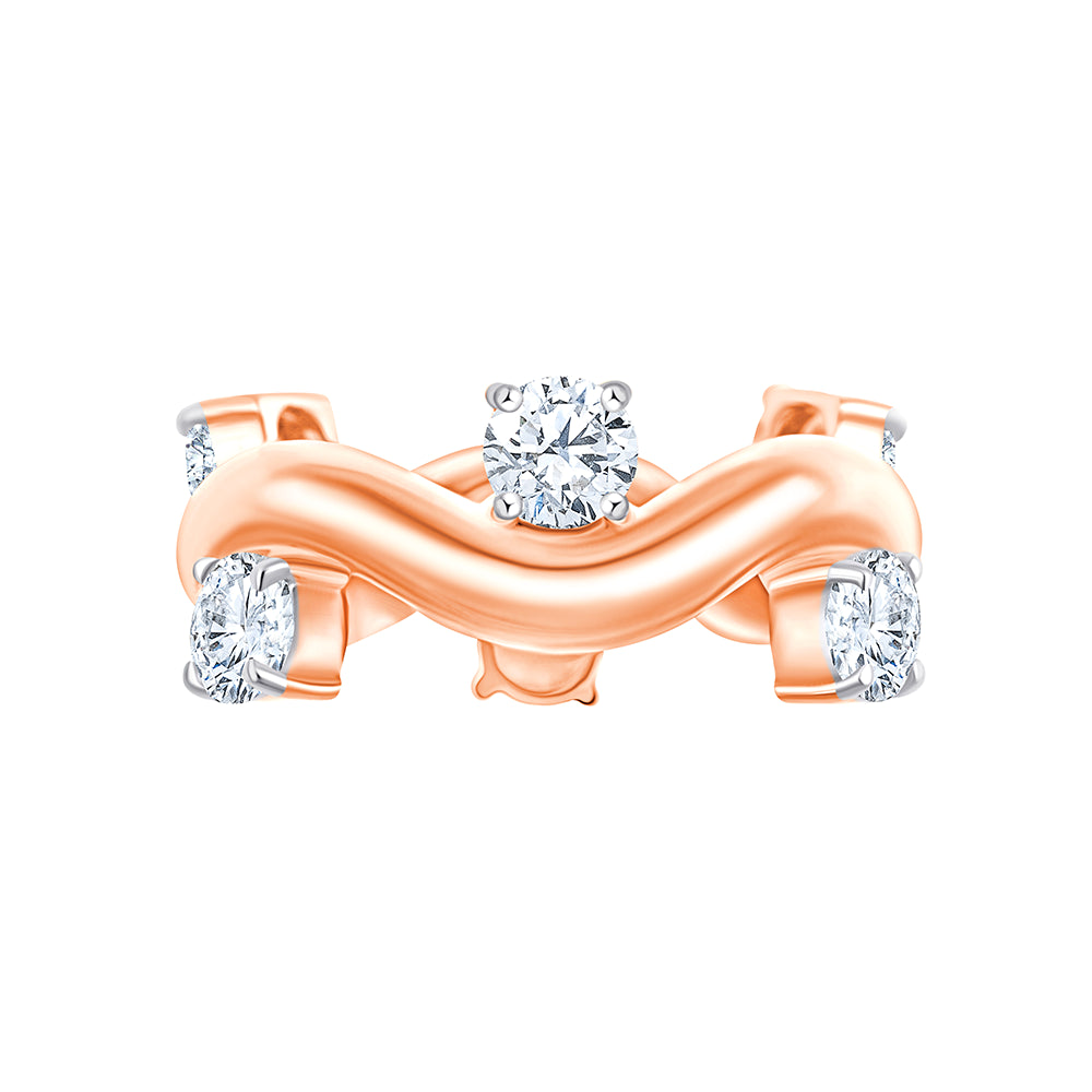 Brilliant Cut Scattered Wave Ring