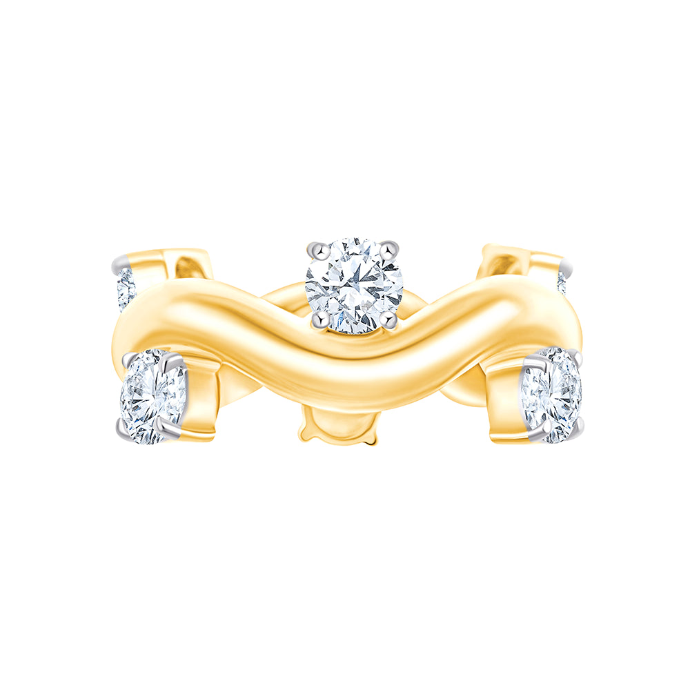 Brilliant Cut Scattered Wave Ring