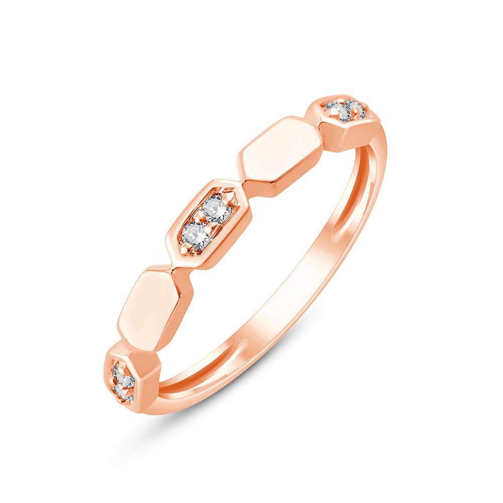 Brilliant Cut Hexagonal Pattern Ring