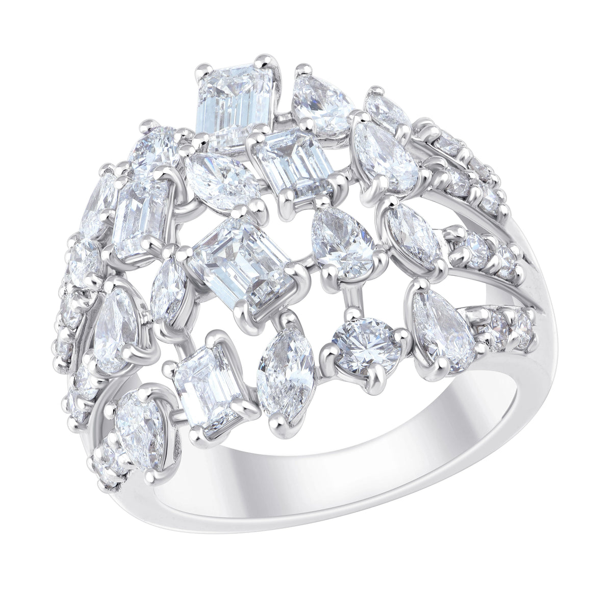 Mixed Cut Scattered Cocktail Ring