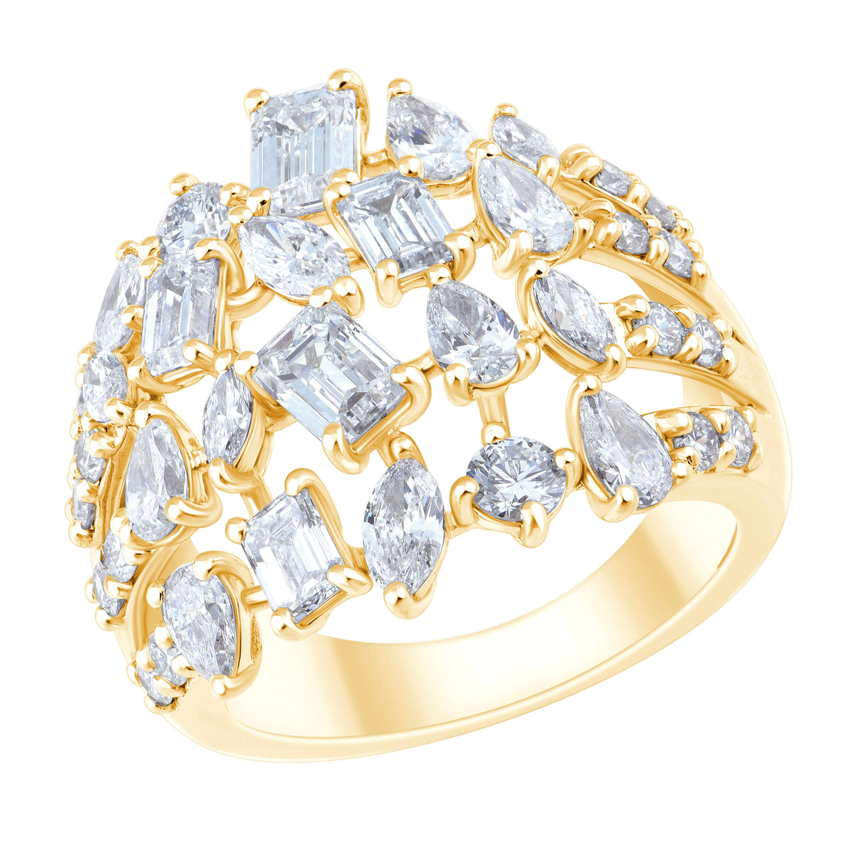 Mixed Cut Scattered Cocktail Ring