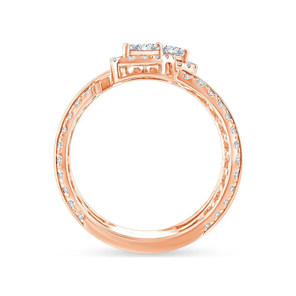 Mixed Cut Beaded Crisscross Ring